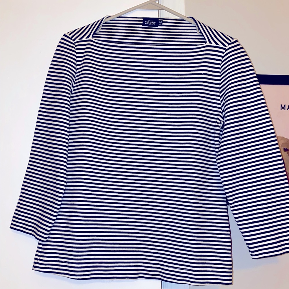 Kate Spade Saturday Navy and White Stripe Top